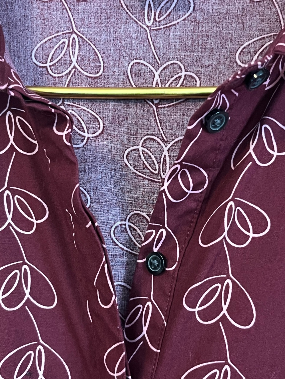 Boden Roseland Shirt Dress with Pockets Burgundy & Pink Heart Print Size 6 LONG - Picture 9 of 13